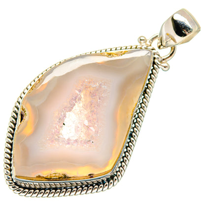 White Geode Slice Pendants handcrafted by Ana Silver Co - PD20014