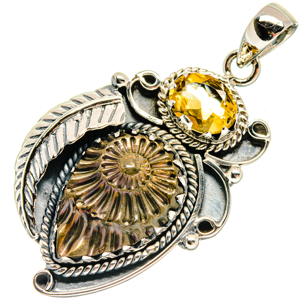 Pyrite Fossil Pendants handcrafted by Ana Silver Co - PD20015