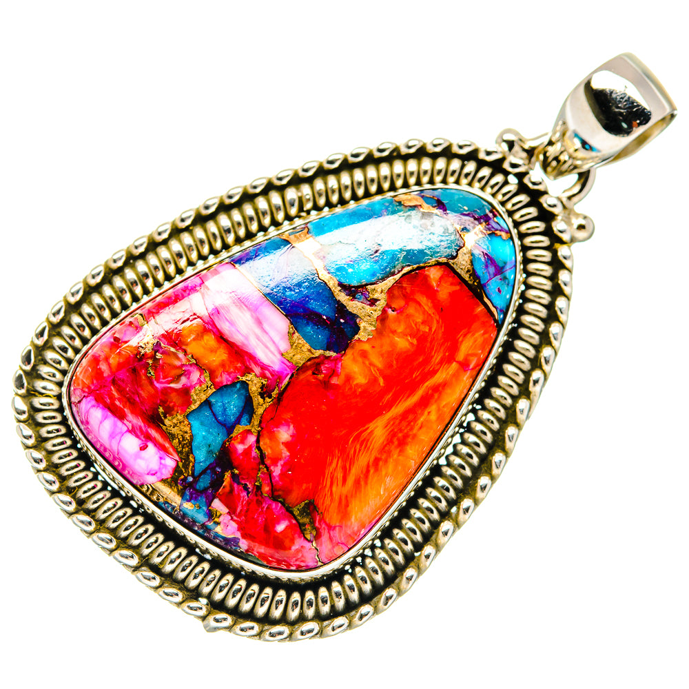 Kingman Pink Dahlia Turquoise Pendants handcrafted by Ana Silver Co - PD20235