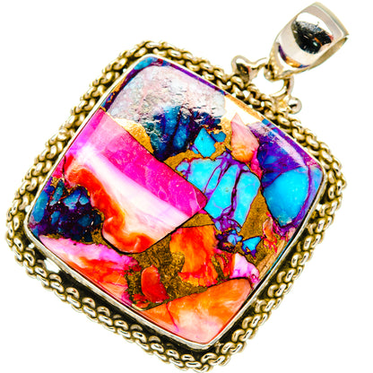 Kingman Pink Dahlia Turquoise Pendants handcrafted by Ana Silver Co - PD20289