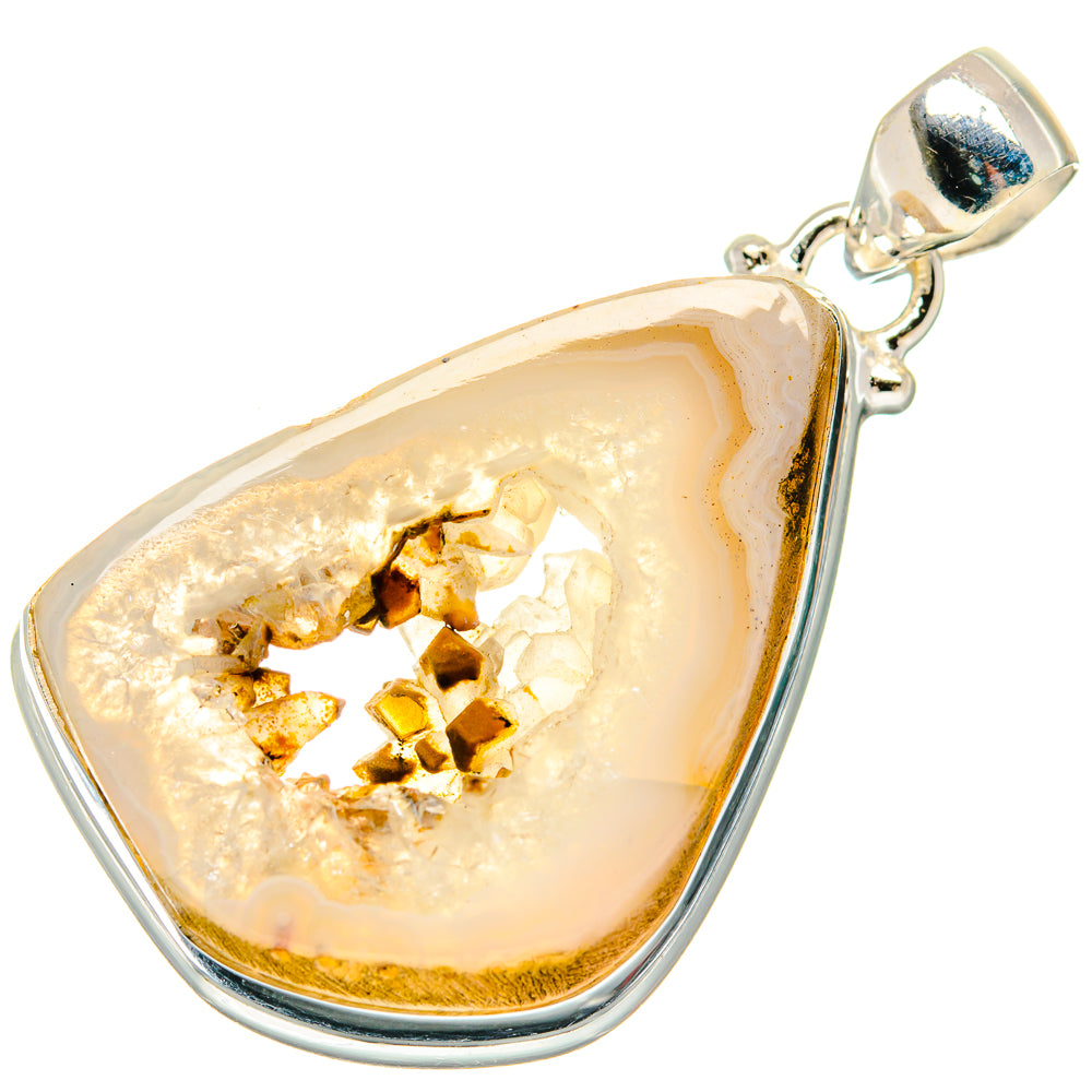 White Geode Slice Pendants handcrafted by Ana Silver Co - PD20303