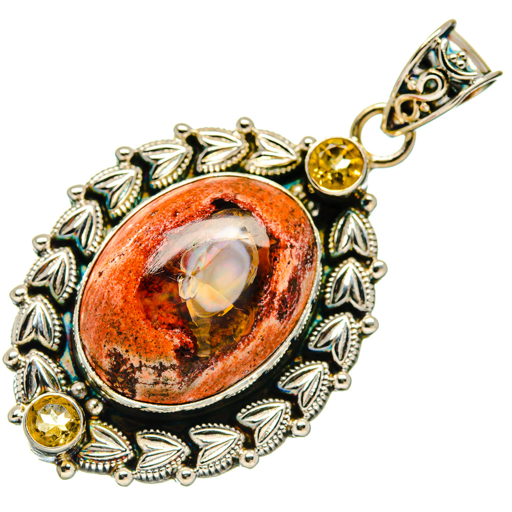 Mexican Fire Opal Pendants handcrafted by Ana Silver Co - PD20309