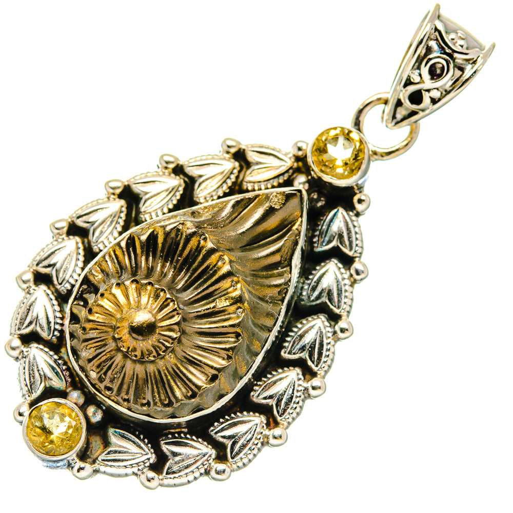 Pyrite Fossil Pendants handcrafted by Ana Silver Co - PD20311