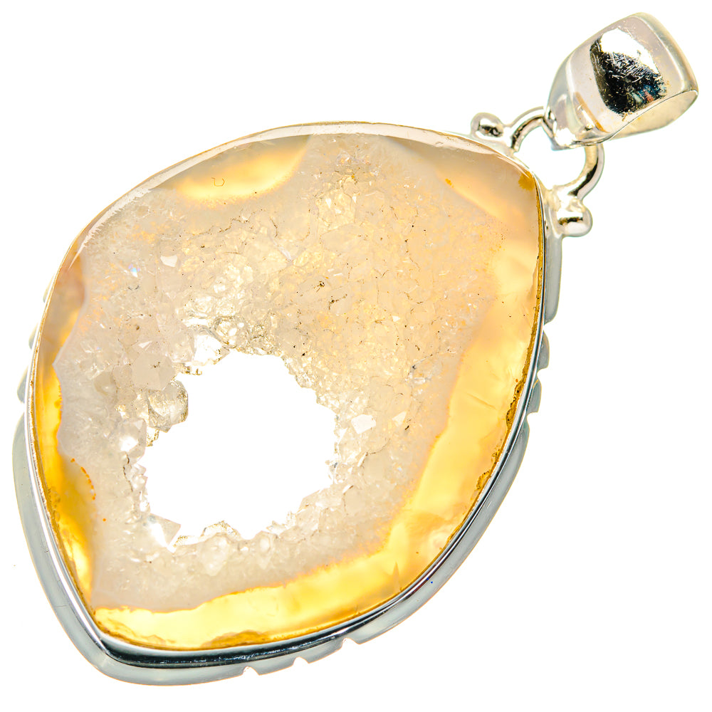 White Geode Slice Pendants handcrafted by Ana Silver Co - PD20314 - Photo 2