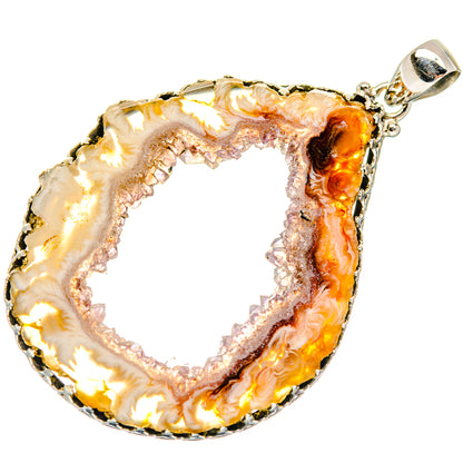 White Geode Slice Pendants handcrafted by Ana Silver Co - PD20442