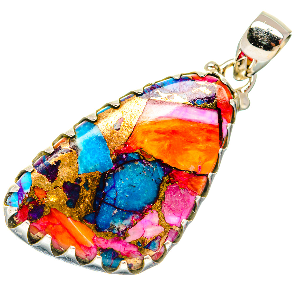 Kingman Pink Dahlia Turquoise Pendants handcrafted by Ana Silver Co - PD20454