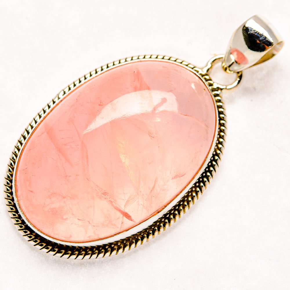 Rose Quartz Pendants handcrafted by Ana Silver Co - PD20457