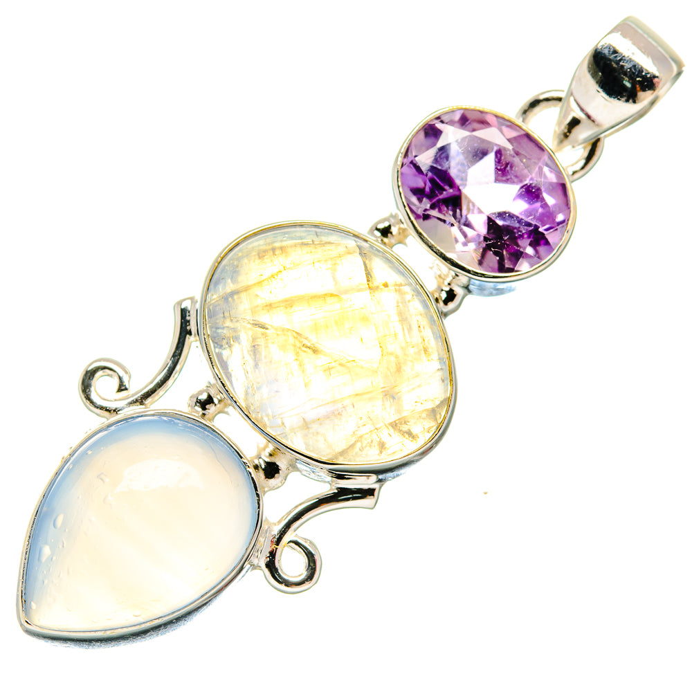 Rainbow Moonstone Pendants handcrafted by Ana Silver Co - PD20543