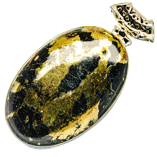 Pyrite In Black Onyx Pendants handcrafted by Ana Silver Co - PD20567