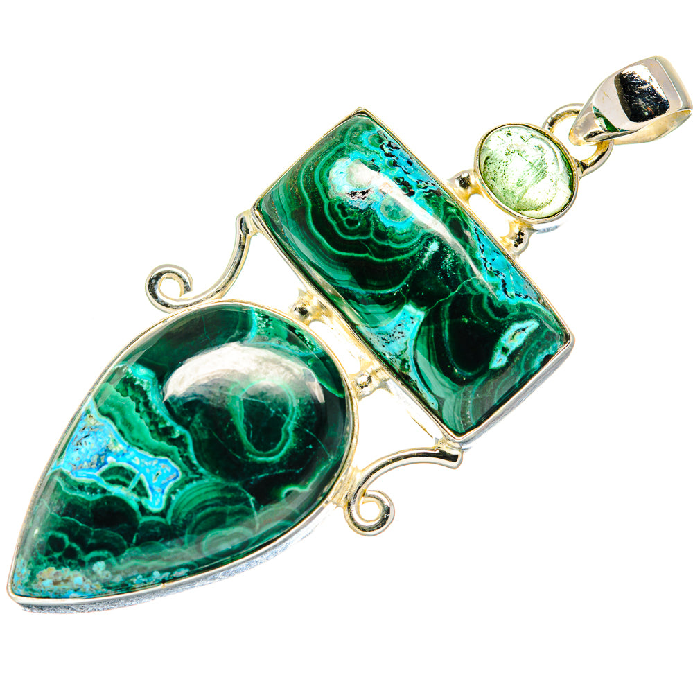 Malachite In Chrysocolla Pendants handcrafted by Ana Silver Co - PD20703