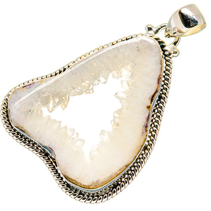 White Geode Slice Pendants handcrafted by Ana Silver Co - PD20725