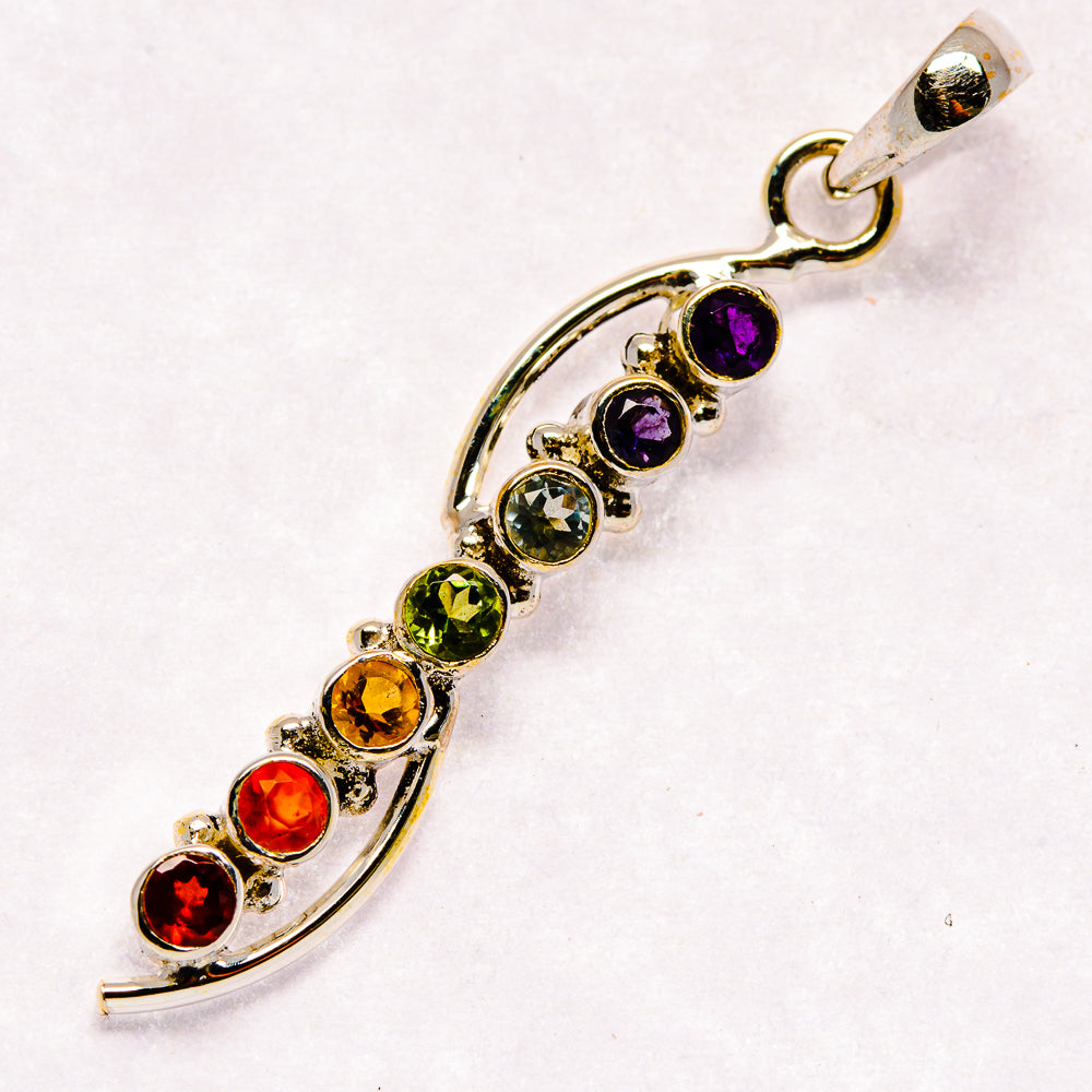 Multi-stone Rainbow Chakra Pendants handcrafted by Ana Silver Co - PD20922