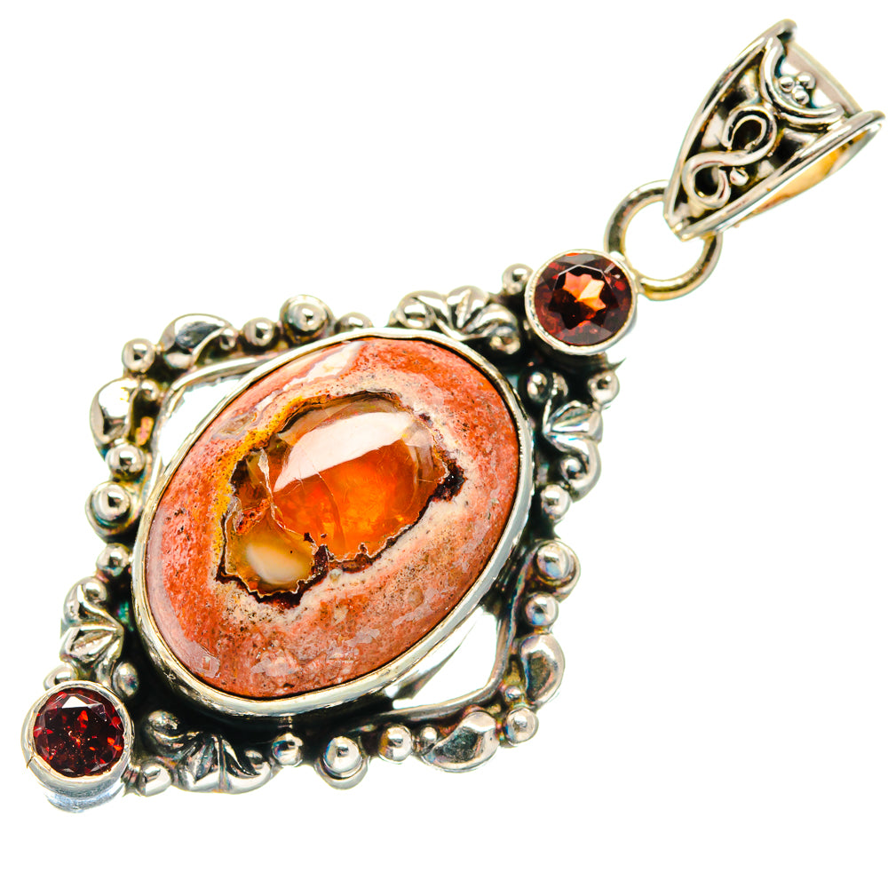 Mexican Fire Opal Pendants handcrafted by Ana Silver Co - PD20965