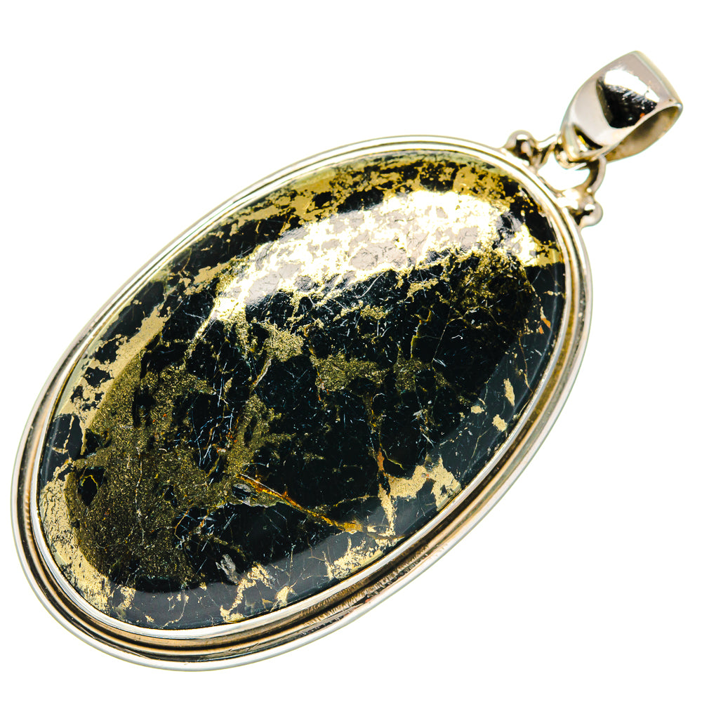 Pyrite In Black Onyx Pendants handcrafted by Ana Silver Co - PD20969