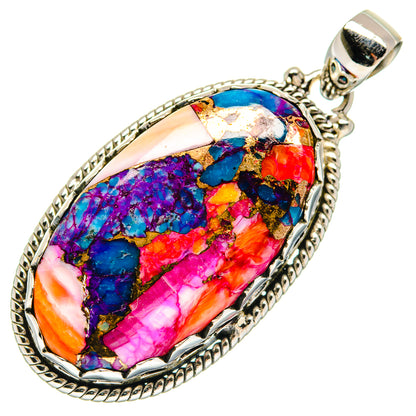 Kingman Pink Dahlia Turquoise Pendants handcrafted by Ana Silver Co - PD21023