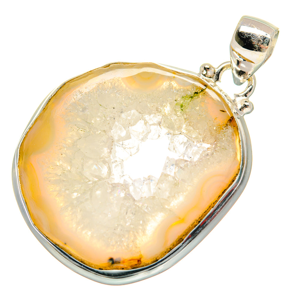 White Geode Slice Pendants handcrafted by Ana Silver Co - PD21210 - Photo 2