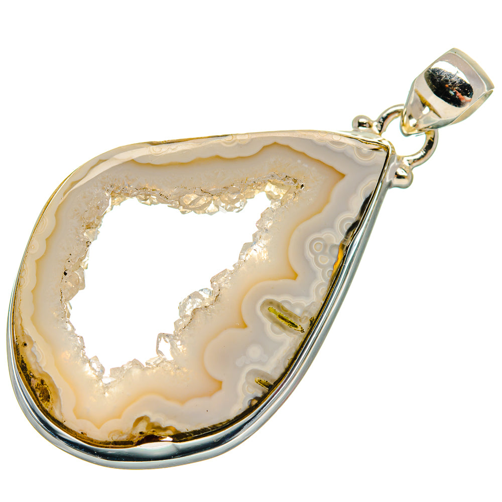 White Geode Slice Pendants handcrafted by Ana Silver Co - PD21211