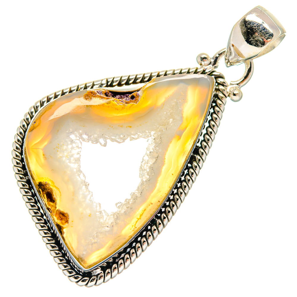 White Geode Slice Pendants handcrafted by Ana Silver Co - PD21213 - Photo 2