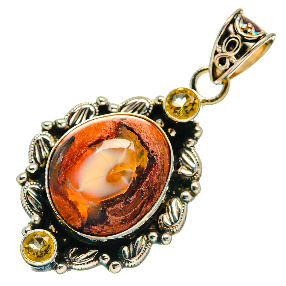 Mexican Fire Opal Pendants handcrafted by Ana Silver Co - PD21222