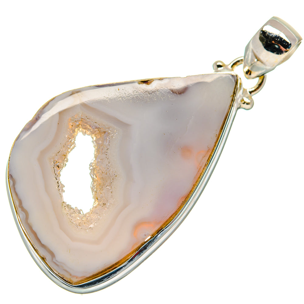 White Geode Slice Pendants handcrafted by Ana Silver Co - PD21345