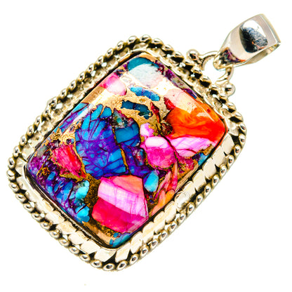 Kingman Pink Dahlia Turquoise Pendants handcrafted by Ana Silver Co - PD21395