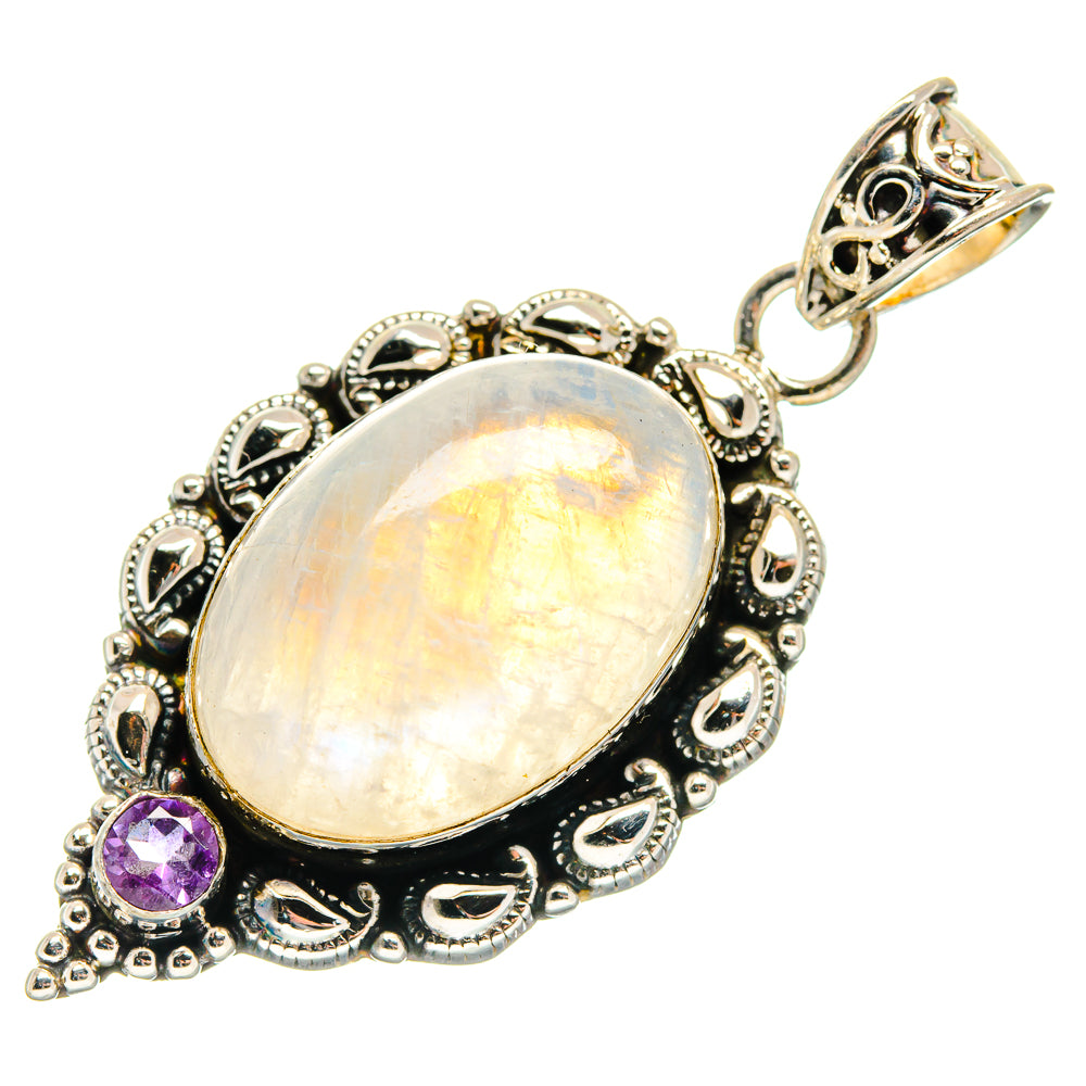 Rainbow Moonstone Pendants handcrafted by Ana Silver Co - PD21407