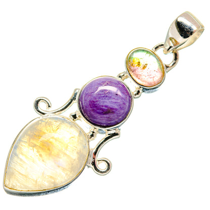 Rainbow Moonstone Pendants handcrafted by Ana Silver Co - PD21413