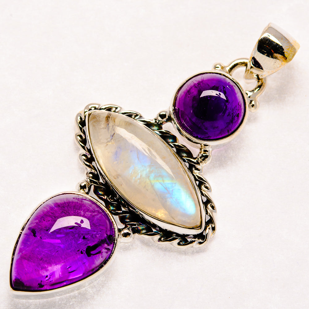 Rainbow Moonstone Pendants handcrafted by Ana Silver Co - PD21578
