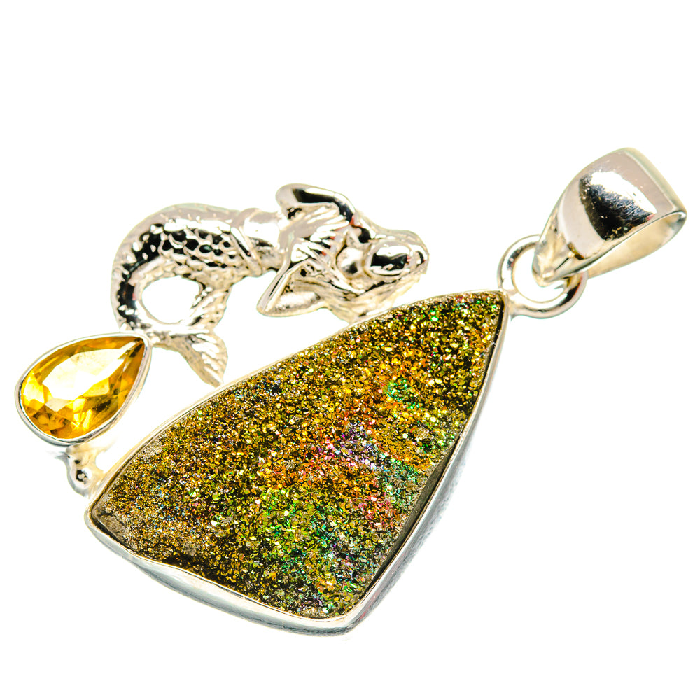 Spectro Pyrite Druzy Pendants handcrafted by Ana Silver Co - PD21614