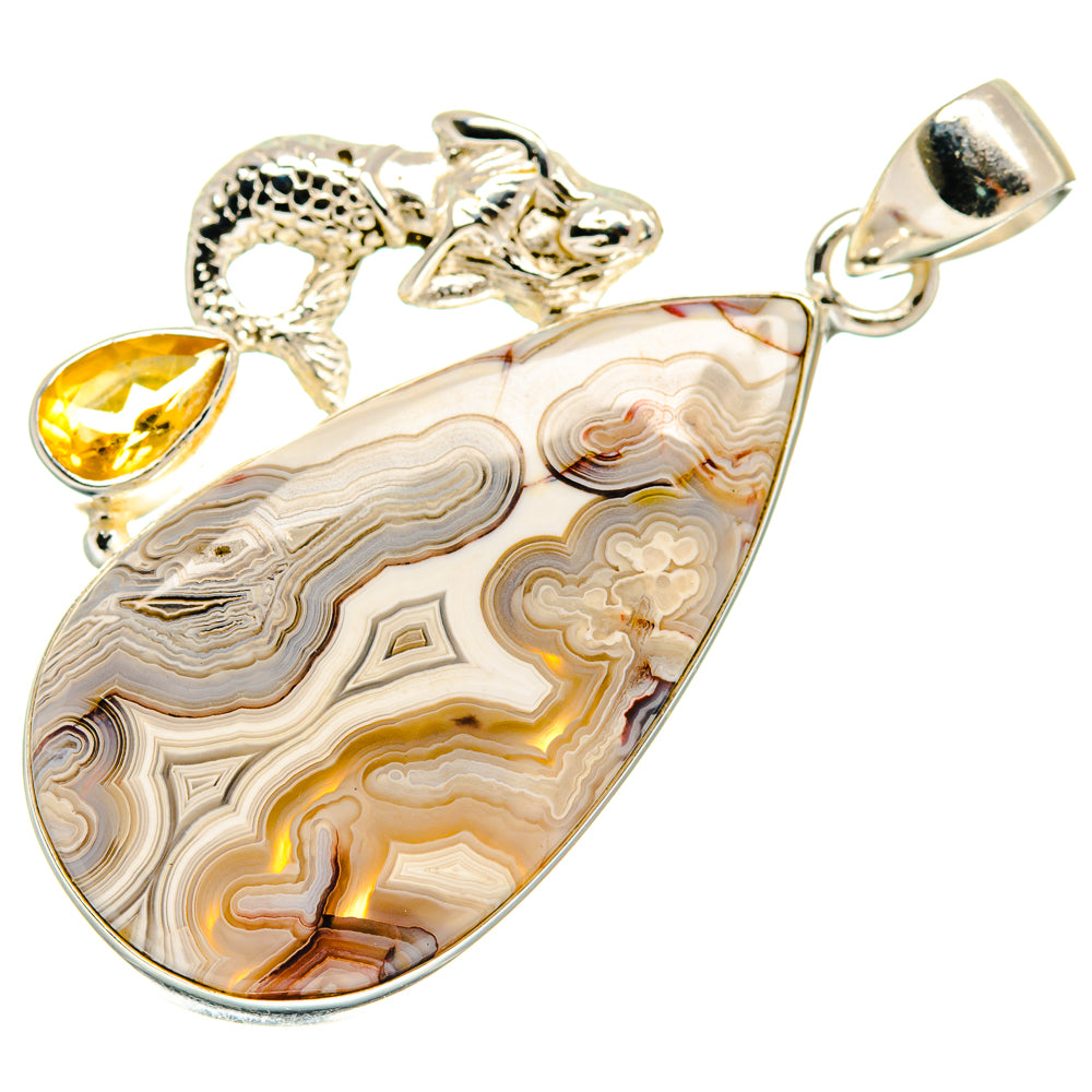 Laguna Lace Agate Pendants handcrafted by Ana Silver Co - PD21646