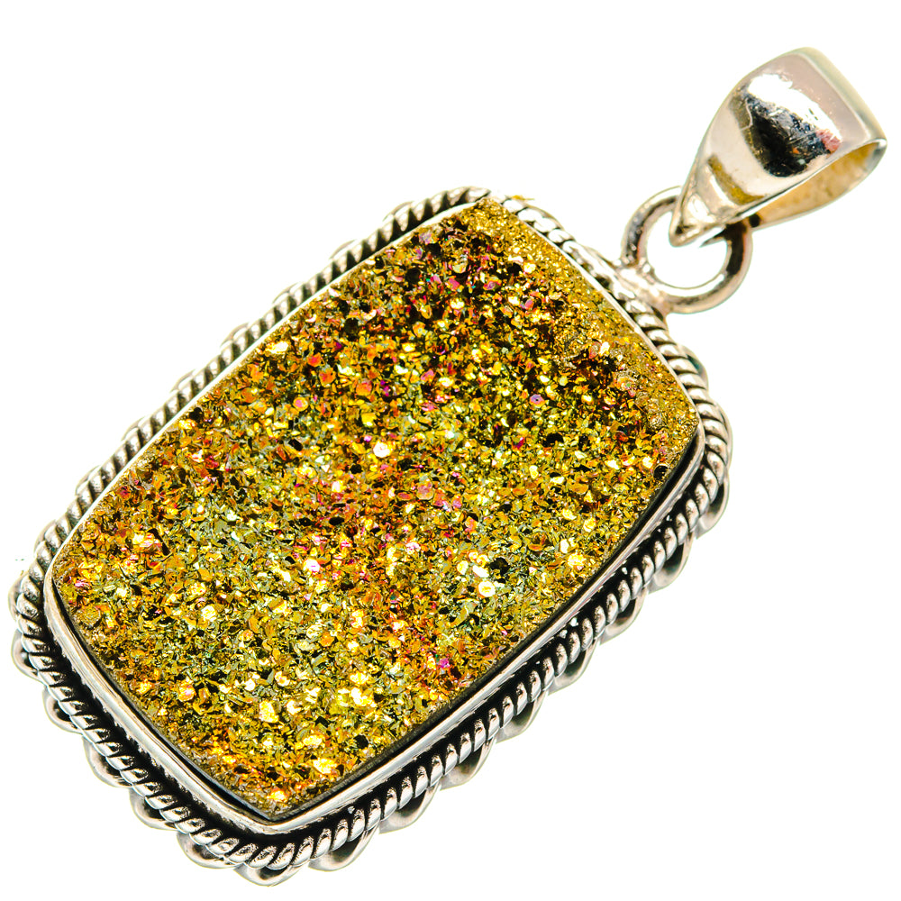 Spectro Pyrite Druzy Pendants handcrafted by Ana Silver Co - PD21702