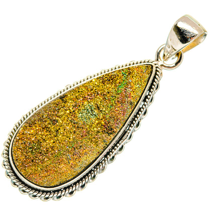 Spectro Pyrite Druzy Pendants handcrafted by Ana Silver Co - PD21711 - Photo 2
