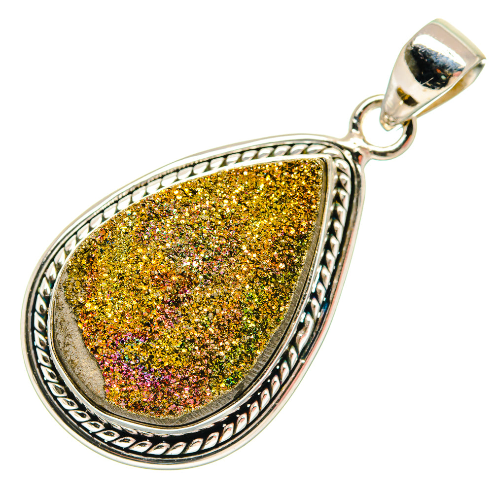 Spectro Pyrite Druzy Pendants handcrafted by Ana Silver Co - PD21712 - Photo 2