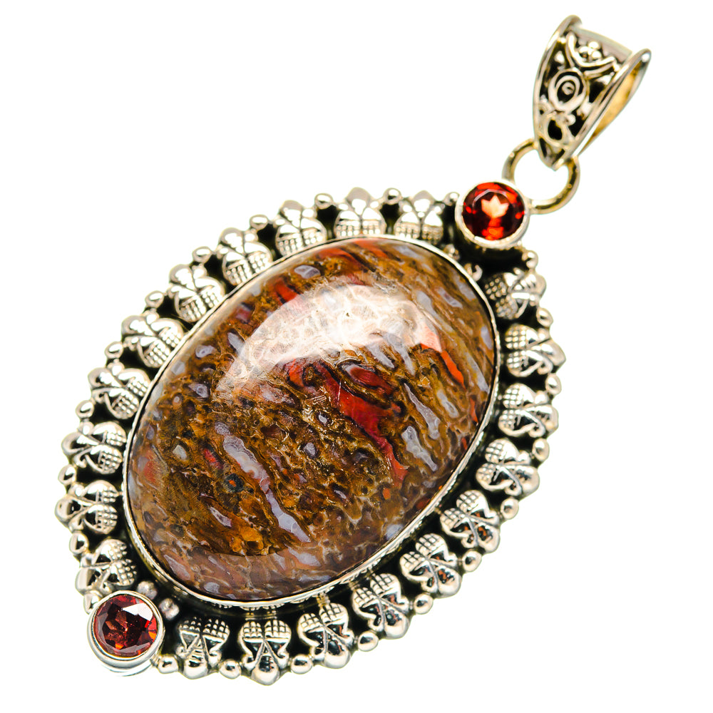 Dinosaur Bone, Garnet Pendants handcrafted by Ana Silver Co - PD21744