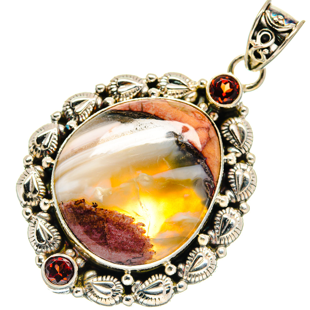 Butterfly Jasper, Garnet Pendants handcrafted by Ana Silver Co - PD21753