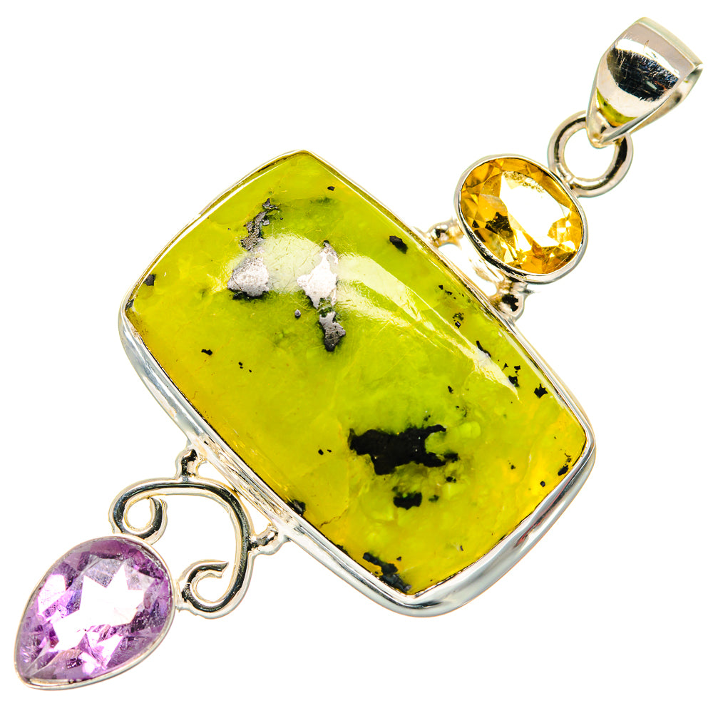 African Green Opal, Amethyst, Citrine Pendants handcrafted by Ana Silver Co - PD21763