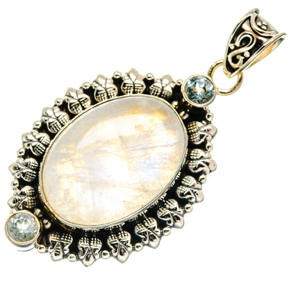 Rainbow Moonstone, Blue Topaz Pendants handcrafted by Ana Silver Co - PD21764
