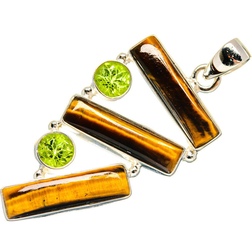 Tiger Eye, Peridot Pendants handcrafted by Ana Silver Co - PD21778