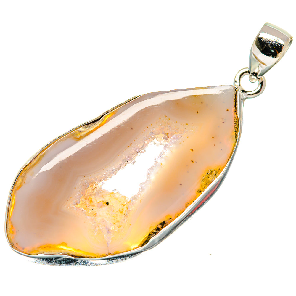 White Geode Slice Pendants handcrafted by Ana Silver Co - PD21782 - Photo 2