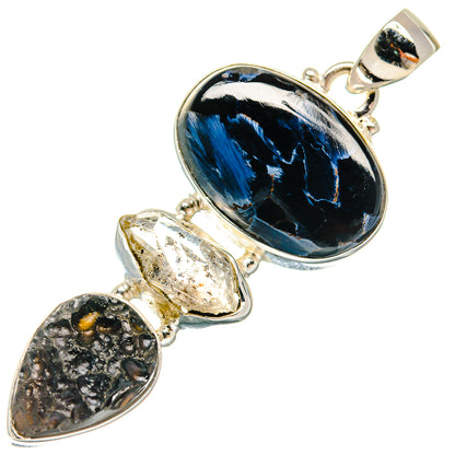 Pietersite, Tektite, Herkimer Diamond Pendants handcrafted by Ana Silver Co - PD21820