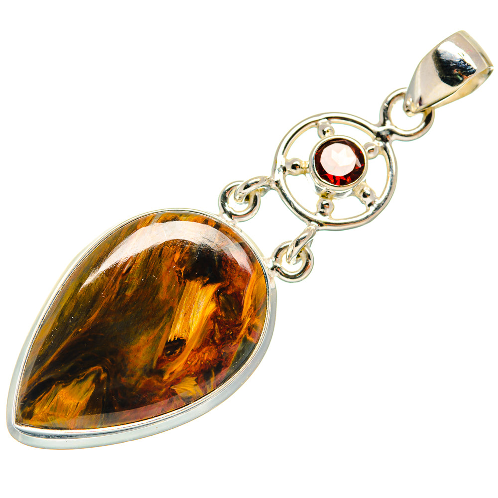 Golden Pietersite, Garnet Pendants handcrafted by Ana Silver Co - PD21822