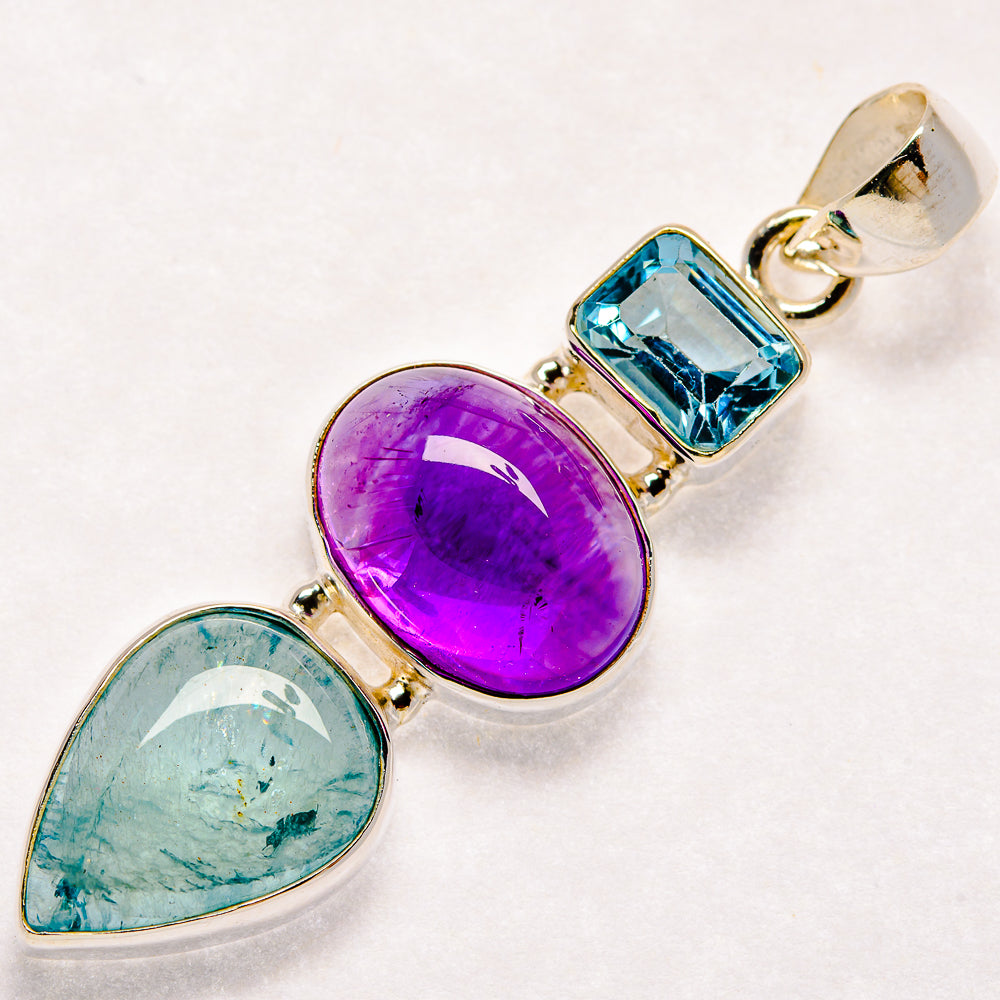 Aquamarine, Amethyst, Blue Topaz Pendants handcrafted by Ana Silver Co - PD21824 - Photo 2