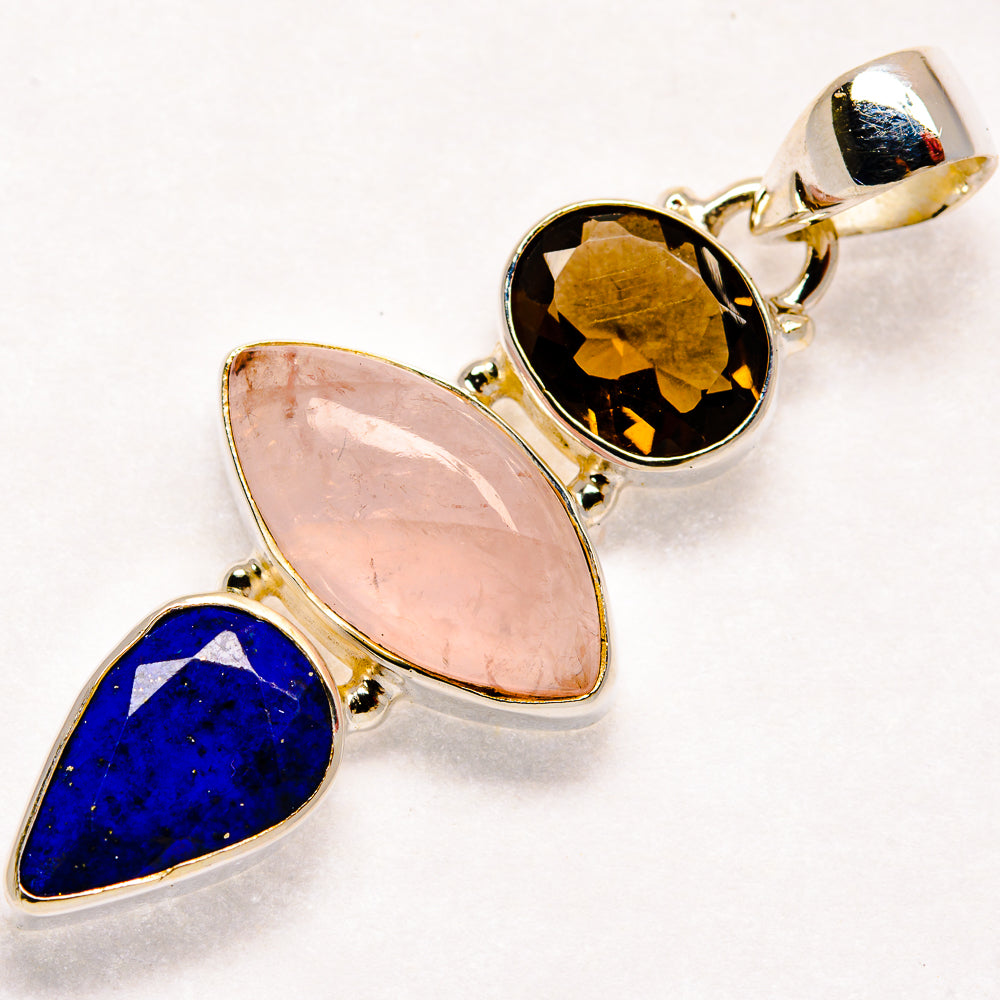 Rose Quartz, Smoky Quartz, Lapis Lazuli Pendants handcrafted by Ana Silver Co - PD21829 - Photo 2