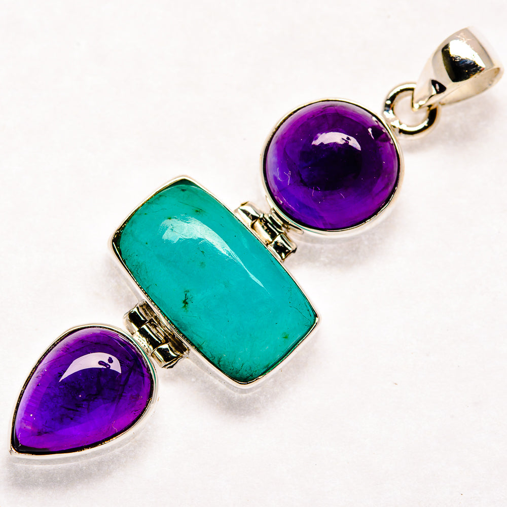 Larimar, Amethyst Pendants handcrafted by Ana Silver Co - PD21830