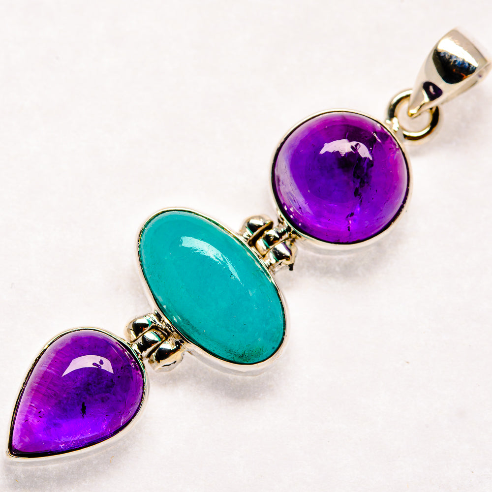 Larimar, Amethyst Pendants handcrafted by Ana Silver Co - PD21832 - Photo 2