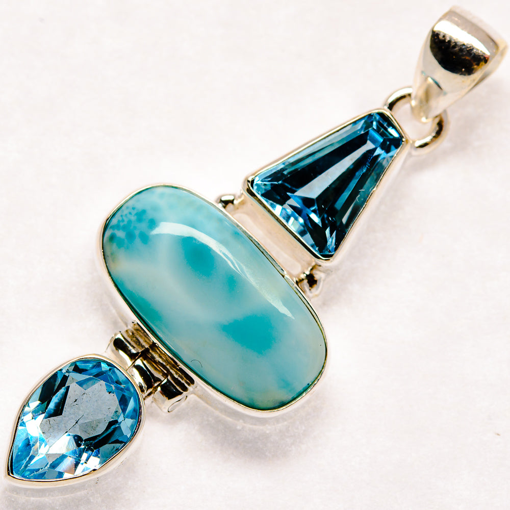 Larimar, Blue Topaz Pendants handcrafted by Ana Silver Co - PD21833
