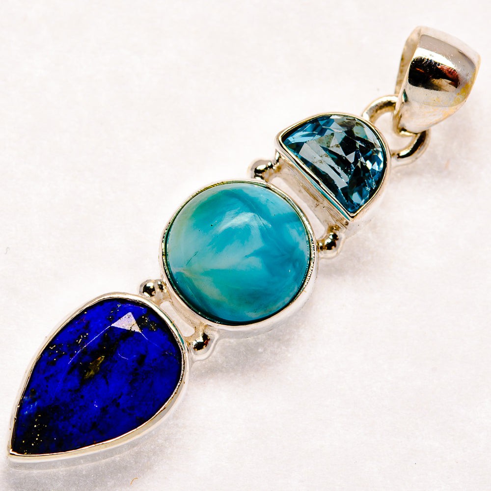 Lapis Lazuli, Larimar, Blue Topaz Pendants handcrafted by Ana Silver Co - PD21834