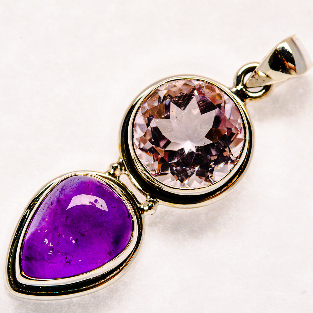 Morganite, Amethyst Pendants handcrafted by Ana Silver Co - PD21837