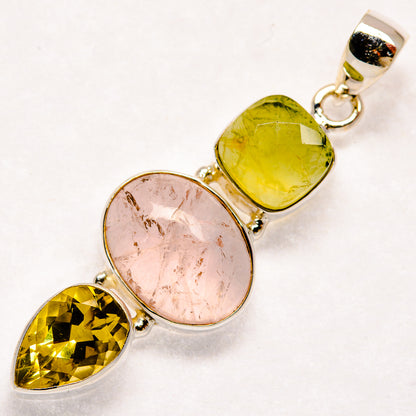 Rose Quartz, Citrine Pendants handcrafted by Ana Silver Co - PD21840