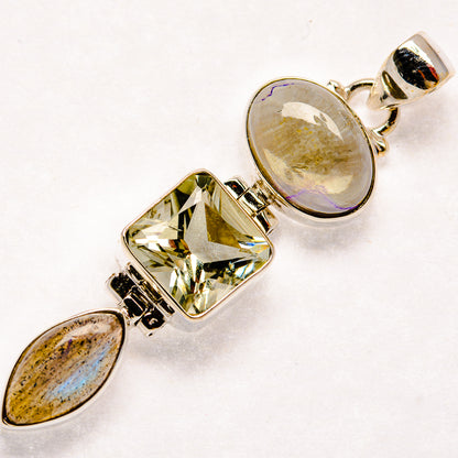 Citrine, Labradorite Pendants handcrafted by Ana Silver Co - PD21841